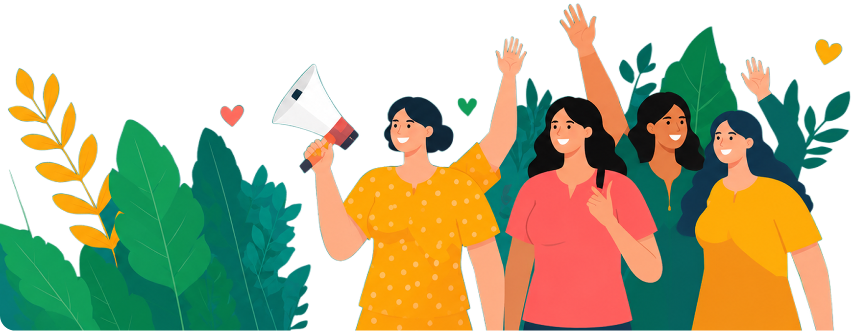 Women raising their voices together for equality